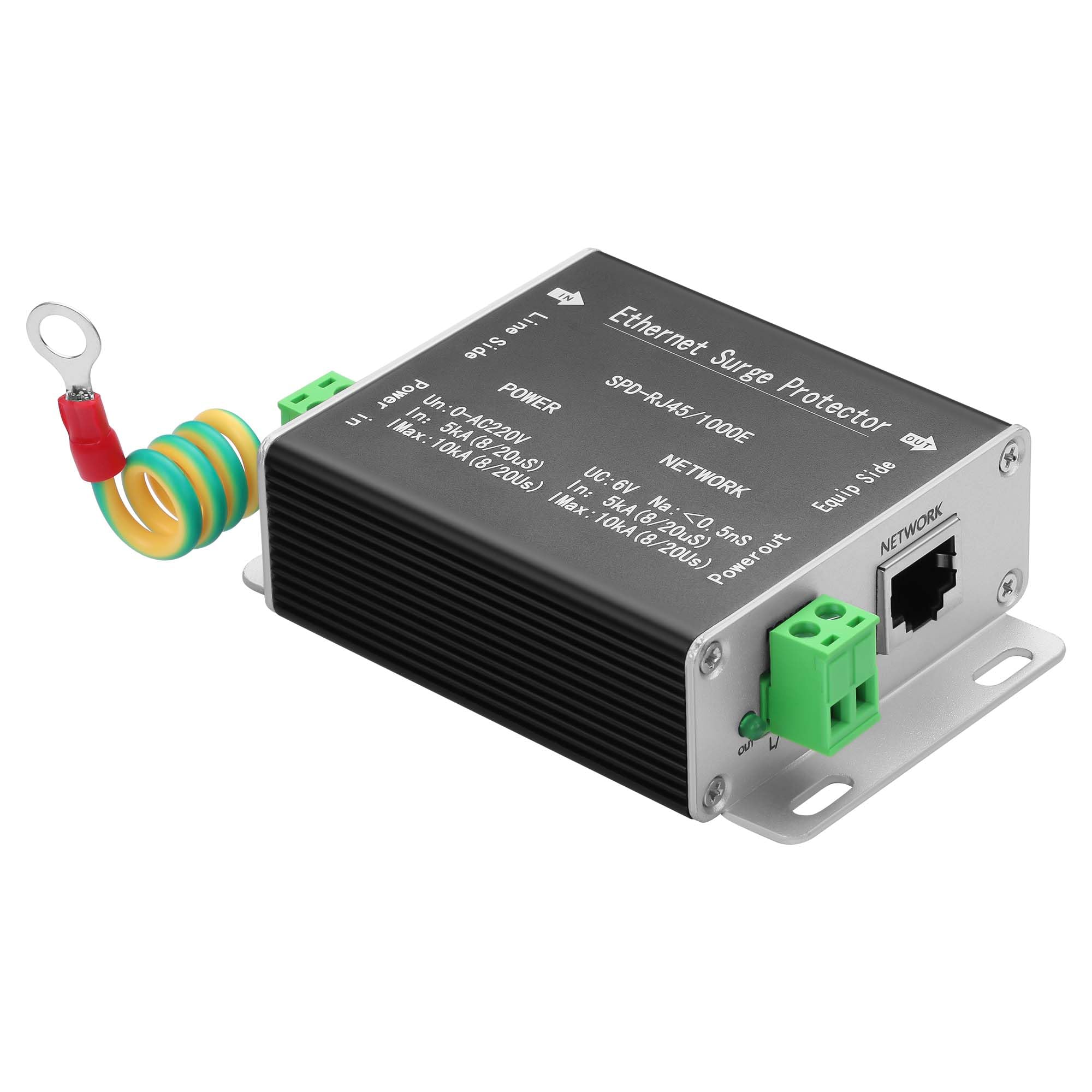 GINTOOYUN Ethernet Surge Protector Gigabit, Ethernet Lightning Arrest Network Sorveglianza Camera Alimentazione 2 in 1 Arretore di Fulmini Arretore