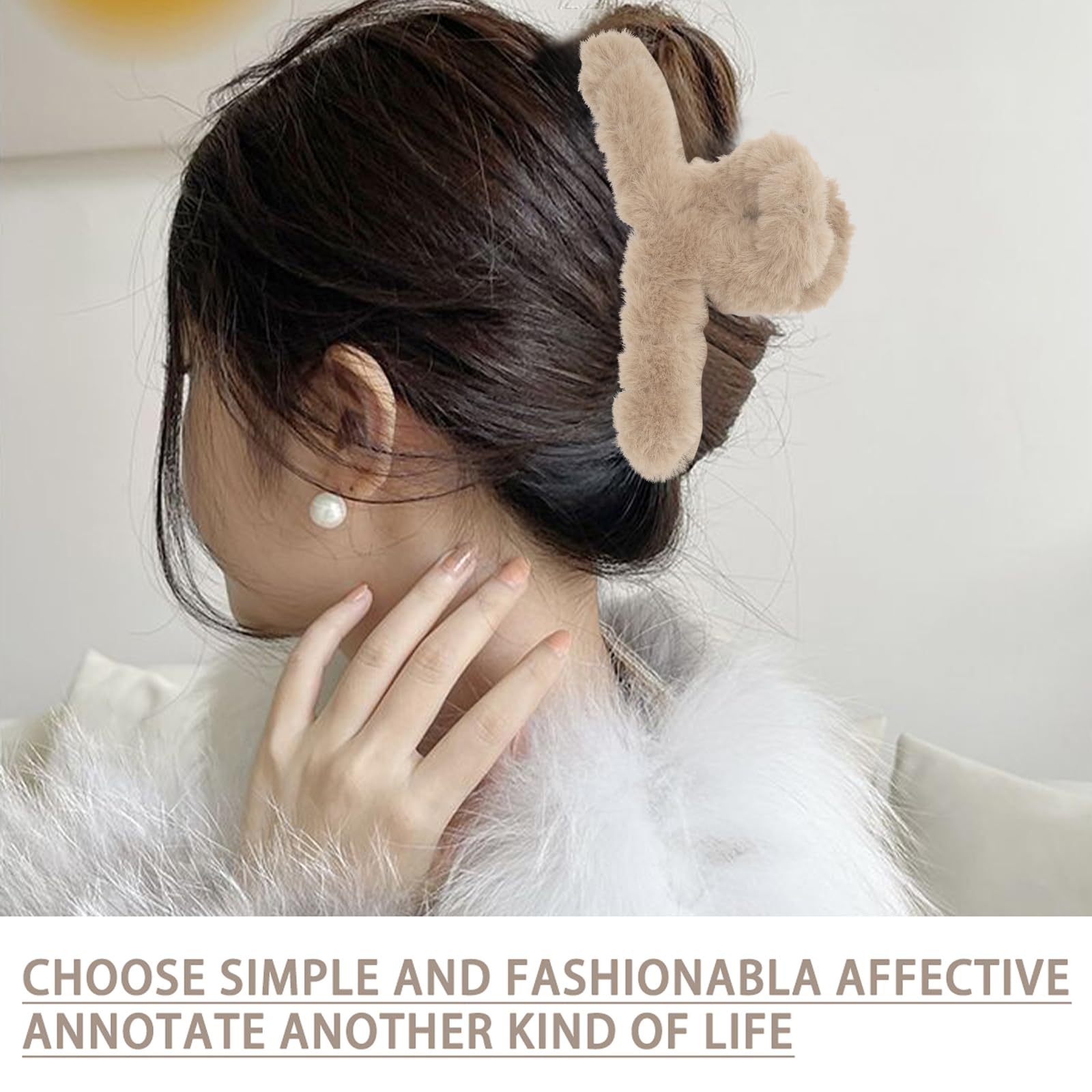 Amazon.com : 2Pcs Fuzzy Hair Clips Plush Hair Clamp for  display picture 2
