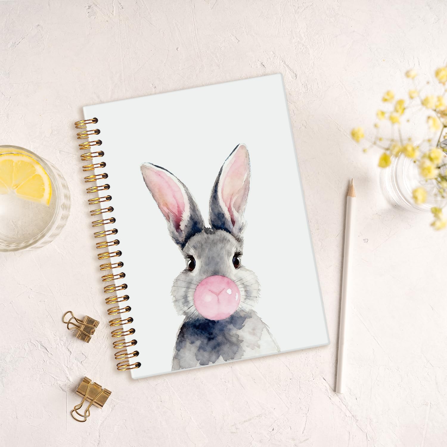 Taccuino a spirale con coniglietto, regalo per gli amanti dei conigli, quaderni con copertina rigida, regalo per donne, regalo per gli amanti degli animali per donne, simpatico taccuino a