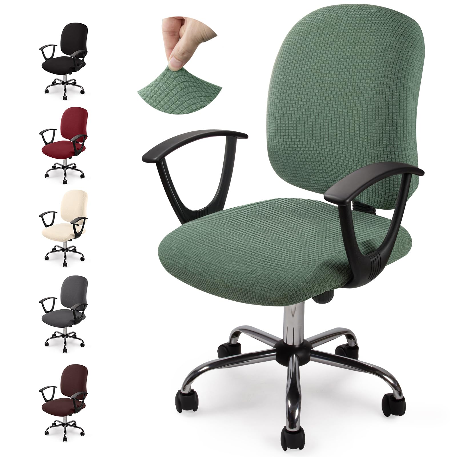 Funda para Silla de Oficina Jacquard Funda de silla de Oficina Elástica Fundas sillas Modernas Lavable Fundas para Sillas Giratoria Protector de Funda para Silla de Oficina (No Sillas) (Y-Verde, 1)