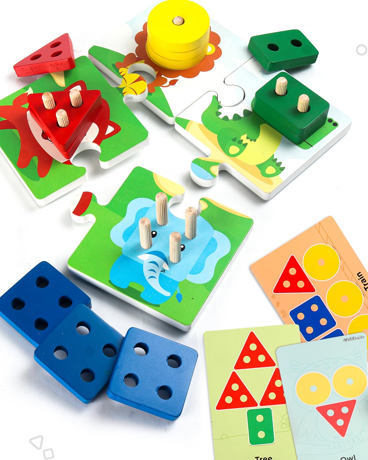 Intelliskills Premium 18 Pcs Wooden Geometric Shape Sorter & Flash Card for Kids|Montessori Colour Recognition Stacker Game for Toddlers|Educational Blocks Puzzles for Boys & Girls|BIS Certified (B0CB7VMGB2) Amazon Price History, Amazon Price Tracker