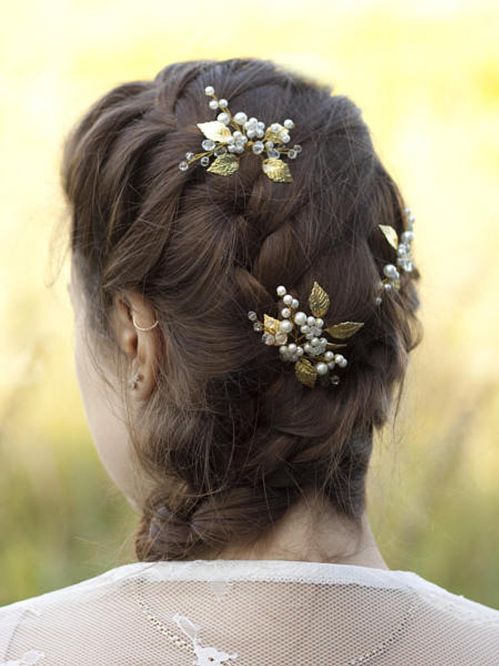 FXmimior Bride Hair Accessories Hair Pins Clip Bobby Pins Vintage Gold Leaf Amazon.com : FXmimior Bridal Headpiece Vintage Crystal Leaf  main image 3