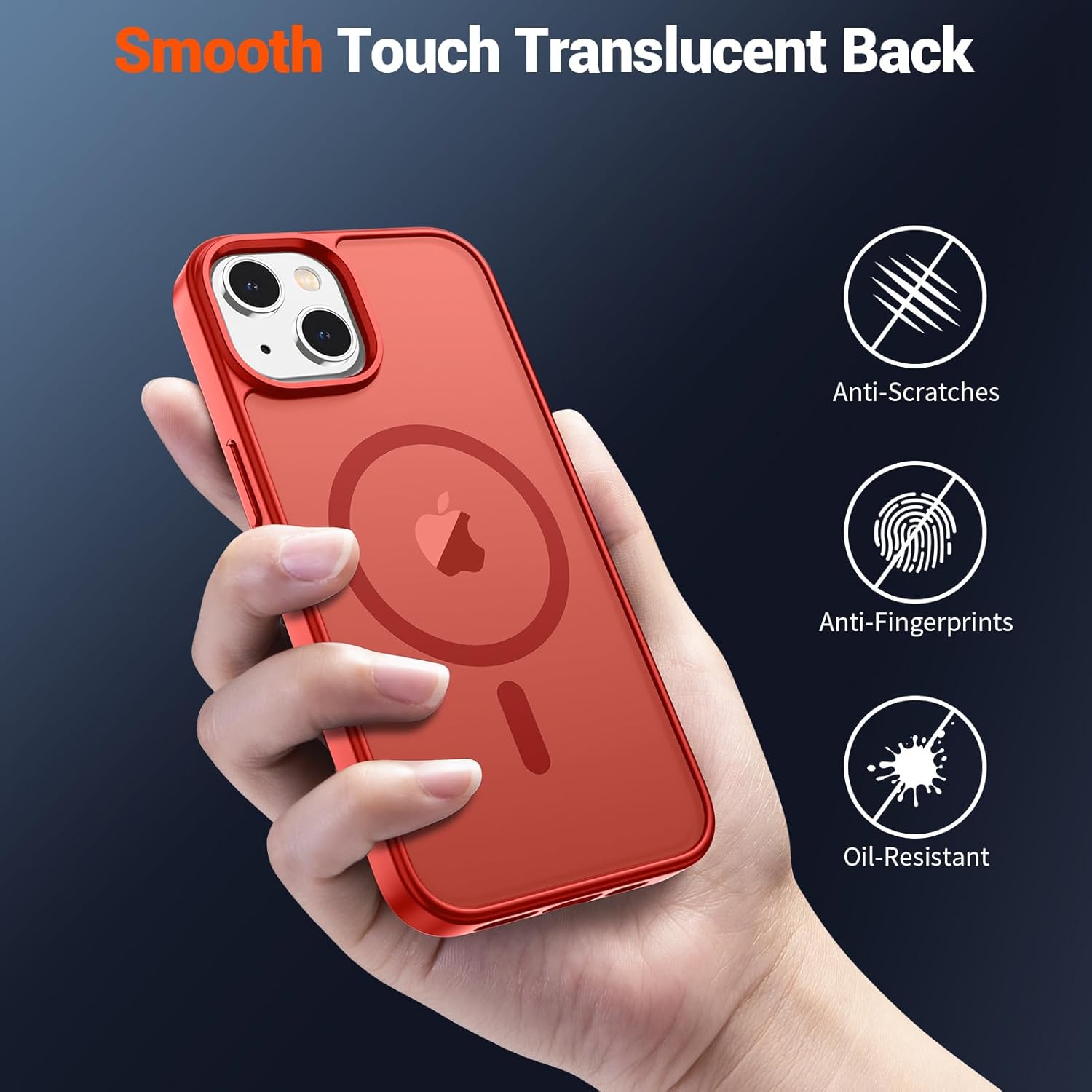 supfine magnetic for iphone 15 plus case & iphone 14 plus case(compatible with magsafe)(military grade drop protection) slim translucent shockproof with anti-fingerprint phone case,red red iphone 14 plus/15 plus