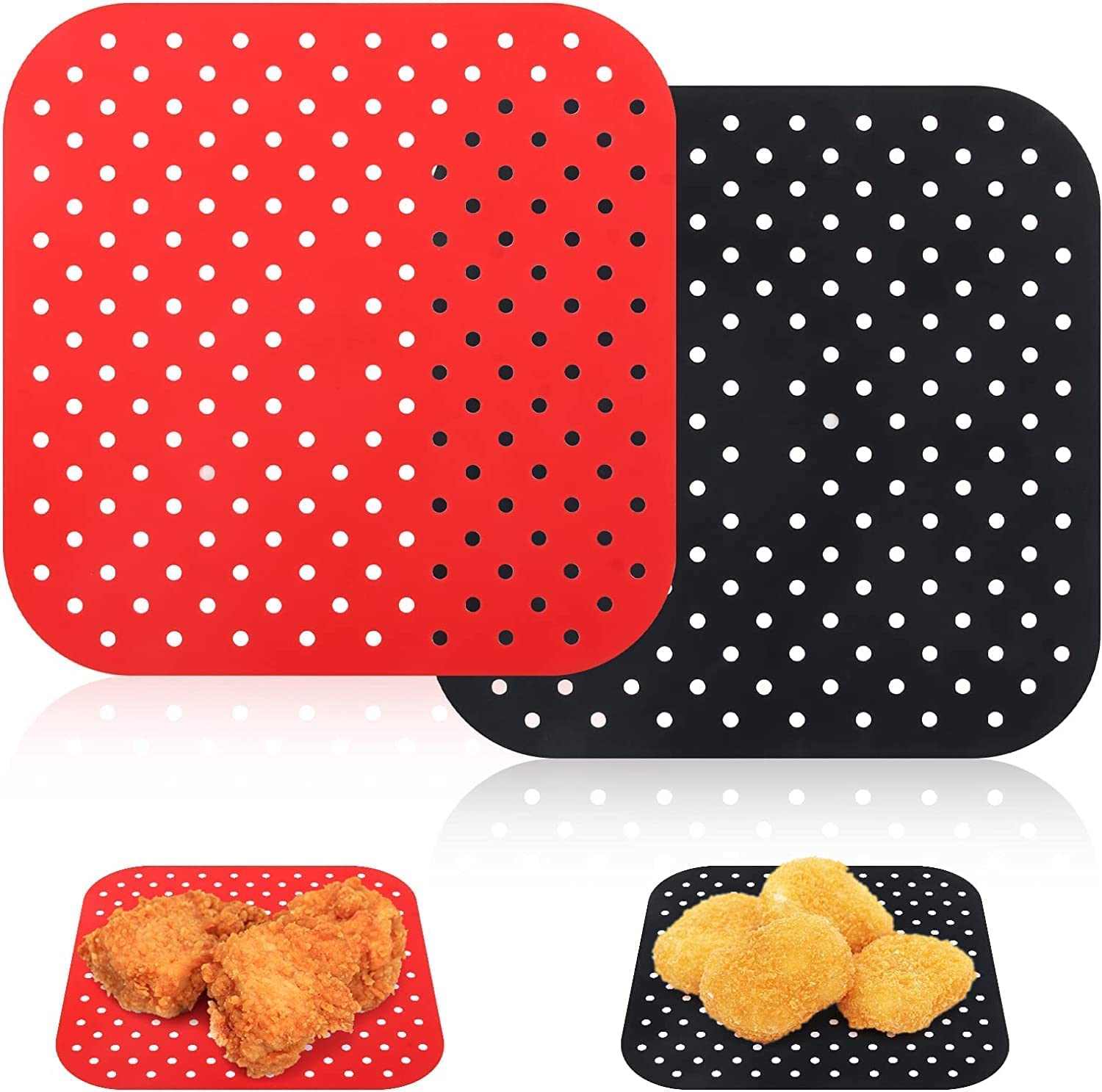 Reusable Silicone Air Fryer Liners Non-Stick, Easy-Clean Mats for Air Frying, Steaming & Baking Heat-Resistant Air Fryer Accessories & Parchment Paper Alternative