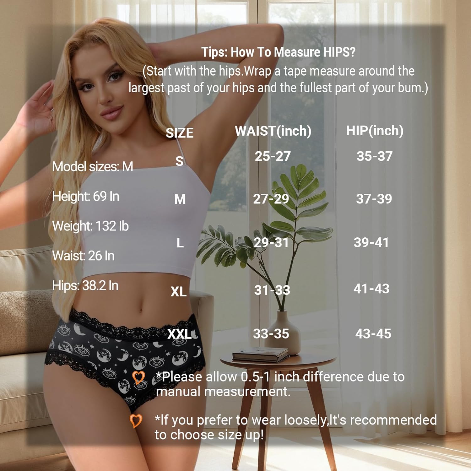 Women's Gothic Lace Hipster Panties 5~6Pack:Moon Eyes Mystical Print,Black Low Rise Bikini Soft Comfy Sexy Underwear - Image 7