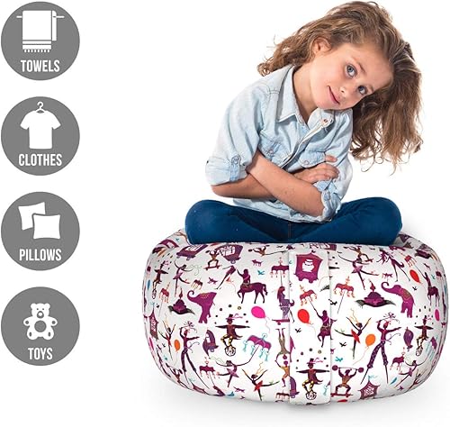 Miniatura 38 de Lunarable Silla de almacenamiento para adolescentes, coloridos patines de estilo retro, para actividades juveniles, para niñas y niños, divertido