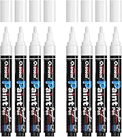 Vista 13 de Overseas Marcadores de pintura acrílica metálica plateada, paquete de 8 bolígrafos de pintura acrílica de punta media, a base de agua, secado