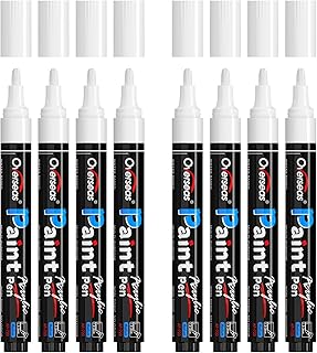 White Paint Pens Paint Markers - Permanent Acrylic Markers 8 Pack, Water-Based, Quick Dry, Waterproof Paint Marker Pen for Rock, Wood, Plastic, Metal, Canvas, Glass, Fabric, Mugs. Medium Tip