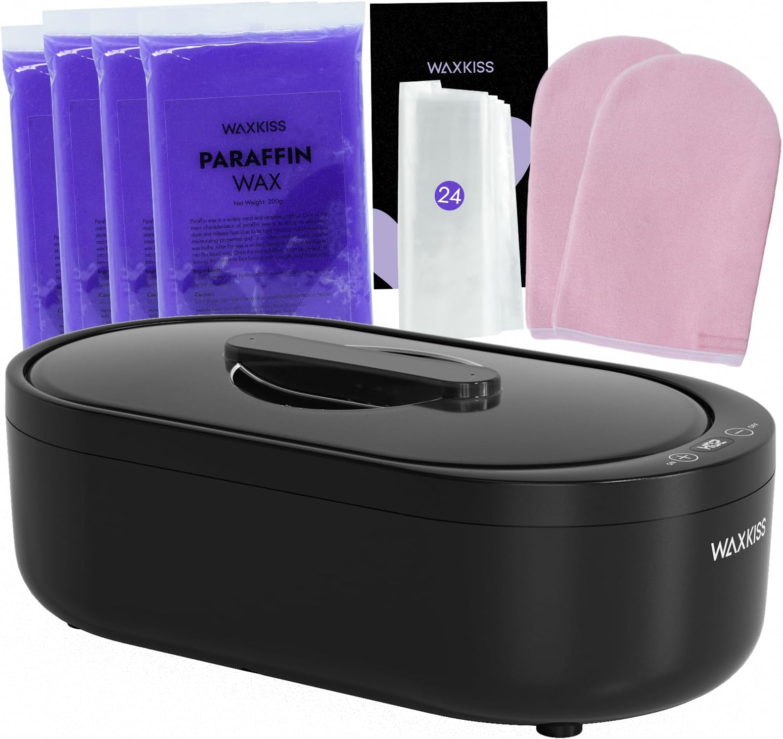Small Paraffin Wax Machine for Hands - Small Size Hand Wax Paraffin Machine 2000ml With 3 packs of Paraffin Wax Kit Digital Display Screen for Paraffin Bath