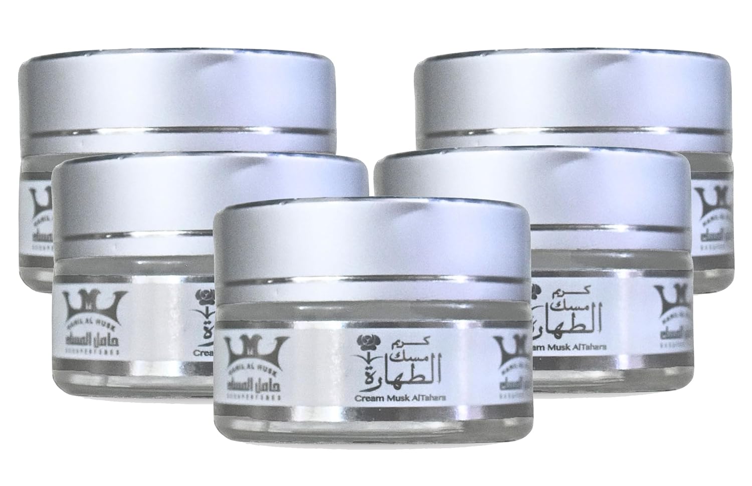 bonballoon 5 Pack Cream Musk Al Tahara Saudi Arabian Arabic Egyptian Egypt Oriental Hamil ElMusk Al Musk Altahara Women Womens Suitable For All Kind Of Skins (0.70 oz / 20 gm Each One)