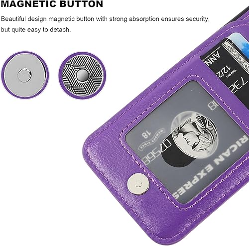 Miniatura 7 de KIHUWEY Funda compatible con iPhone 13 Mini de 5.4 pulgadas con soporte para tarjeta de crédito, cierre magnético de cuero de alta calidad, función