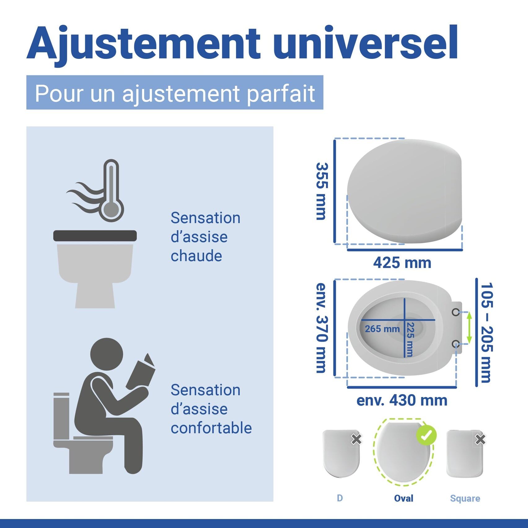 WENKO Abattant WC Bambusa | Lunettes WC Frein de Chute | Installation Rapide | Déclipsable pour Entretien Facile | Tampon Mural et Patin Anti Glisse | Bambou certifié FSC® | 34,5 x 40,5 cm | Bambou