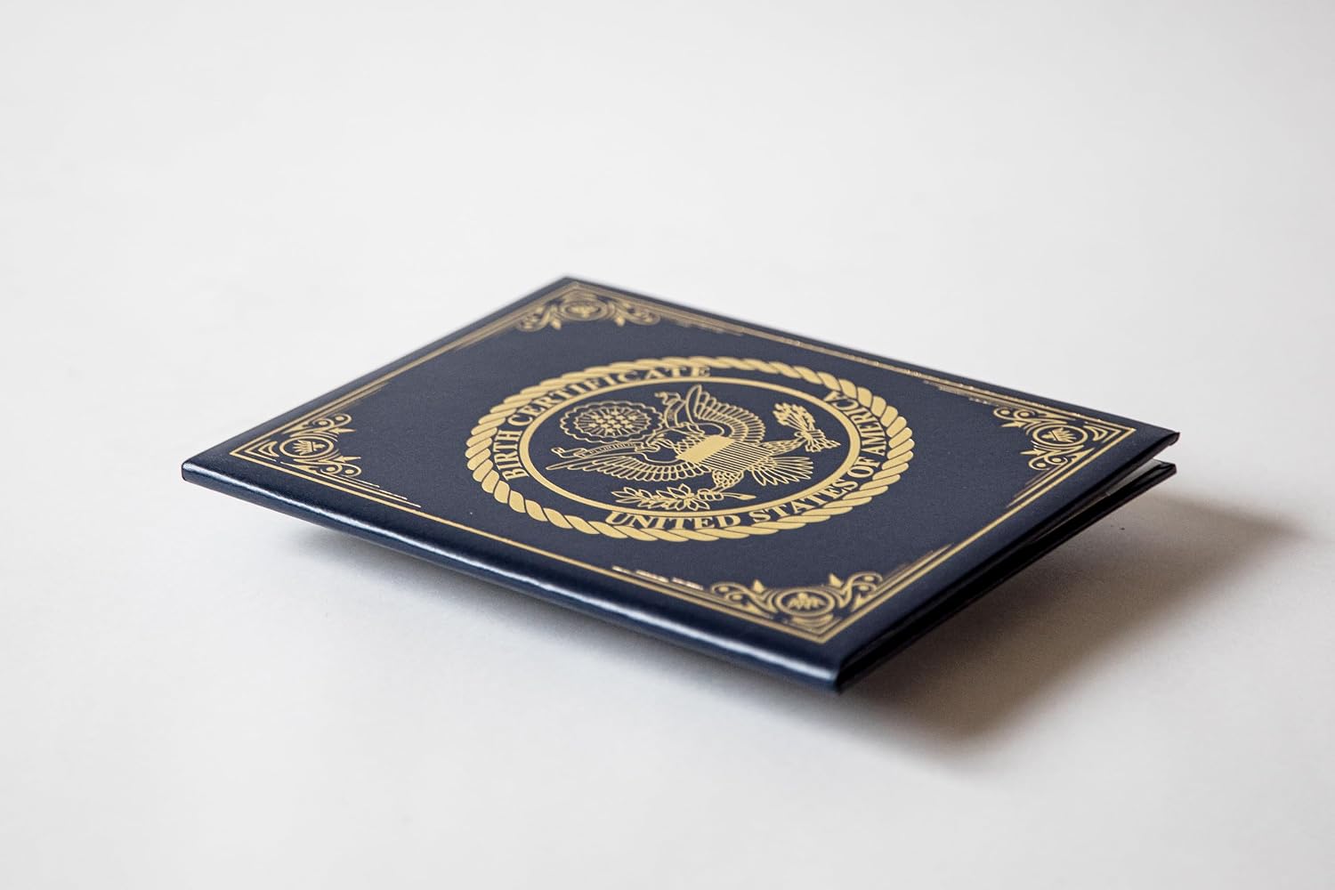 United States Birth Certificate Holder – Navy Blue Cover with Gold American Eagle Seal | Ideal Newborn Gift, Baby Keepsake, Unisex Birth Certificate Protector image 5