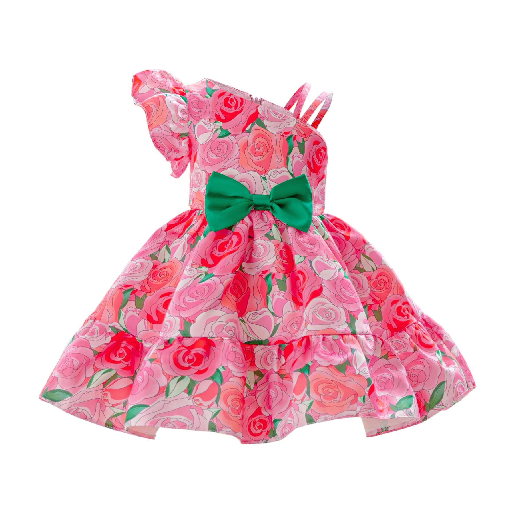 Vestido infantil con estampado floral para niña, vestido de princesa, boda, fiesta, actuación, hasta la rodilla