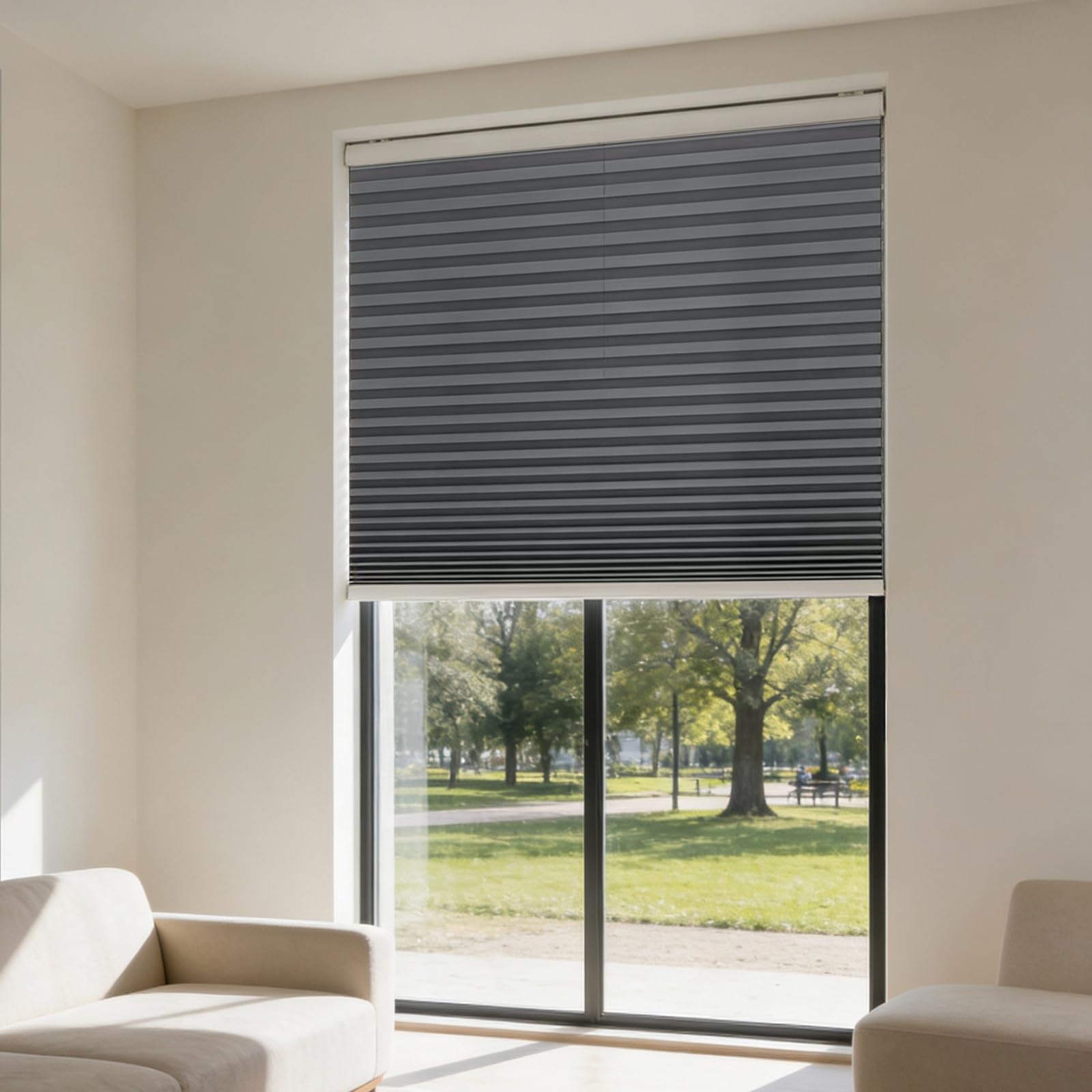 Persianas venecianas a medida gris oscuro de 105 x 125 cm térmicas para ventanas y puertas