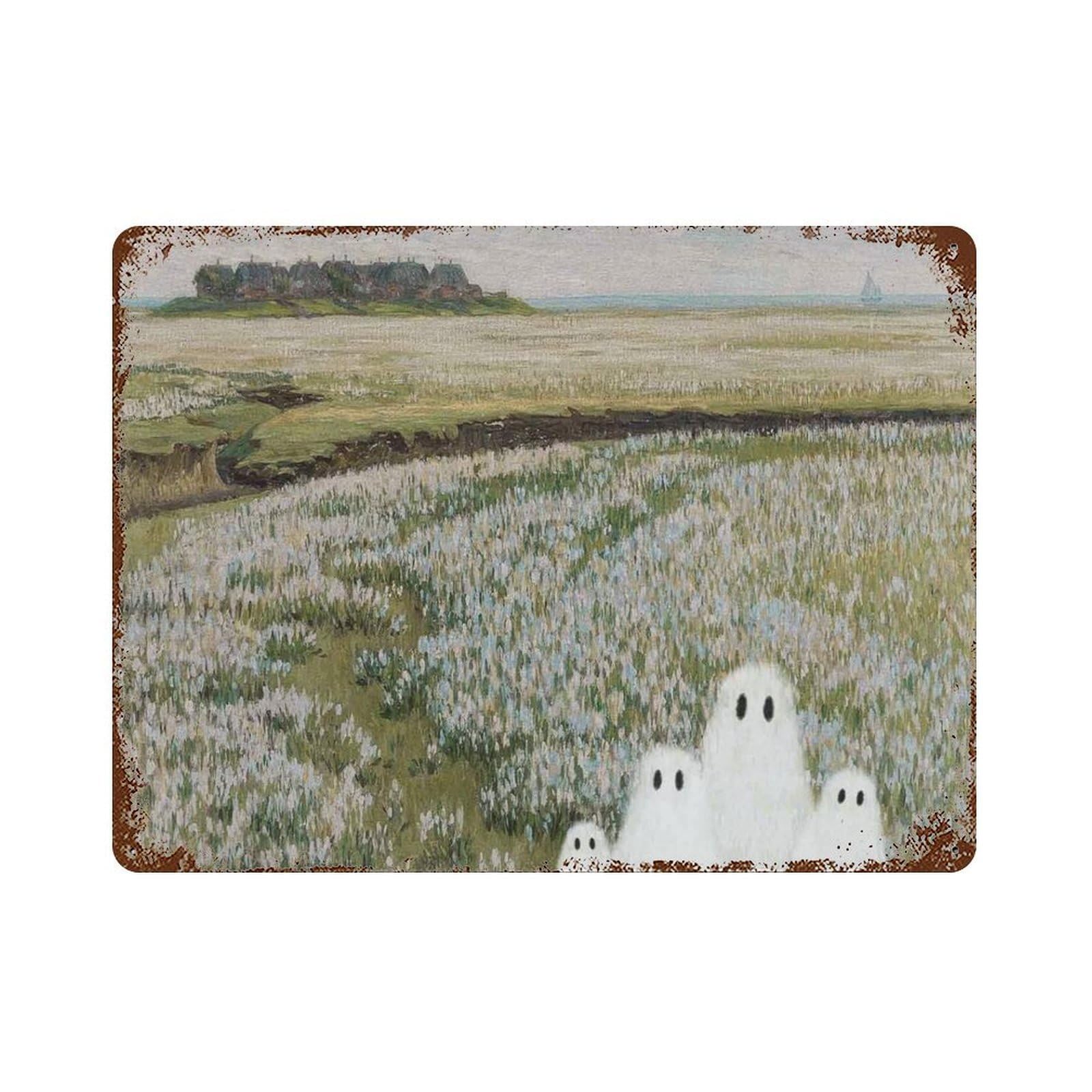 xiaoxiaoshen Funny Ghosts Halloween Art_ Vintage Square Wall Decor Art Metal Tin Poster Modern Home Decor Art Home Bar Shop Decorations Vintage Sign 30x40cm