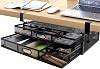 Under Desk Drawer Organizer No Drilling, 2 Layers Slide Out Drawer with 18 Adjustable Compartments, Large Metal Under Desk Storage Clamp On for Home Office 17.7x11.8x4.7