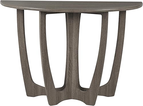Miniatura 7 de FINECASA Mesa consola de madera, mesa de entrada de media luna, mesa auxiliar estrecha semicírculo, mesa de sofá para sala de estar y pasillo, mesa