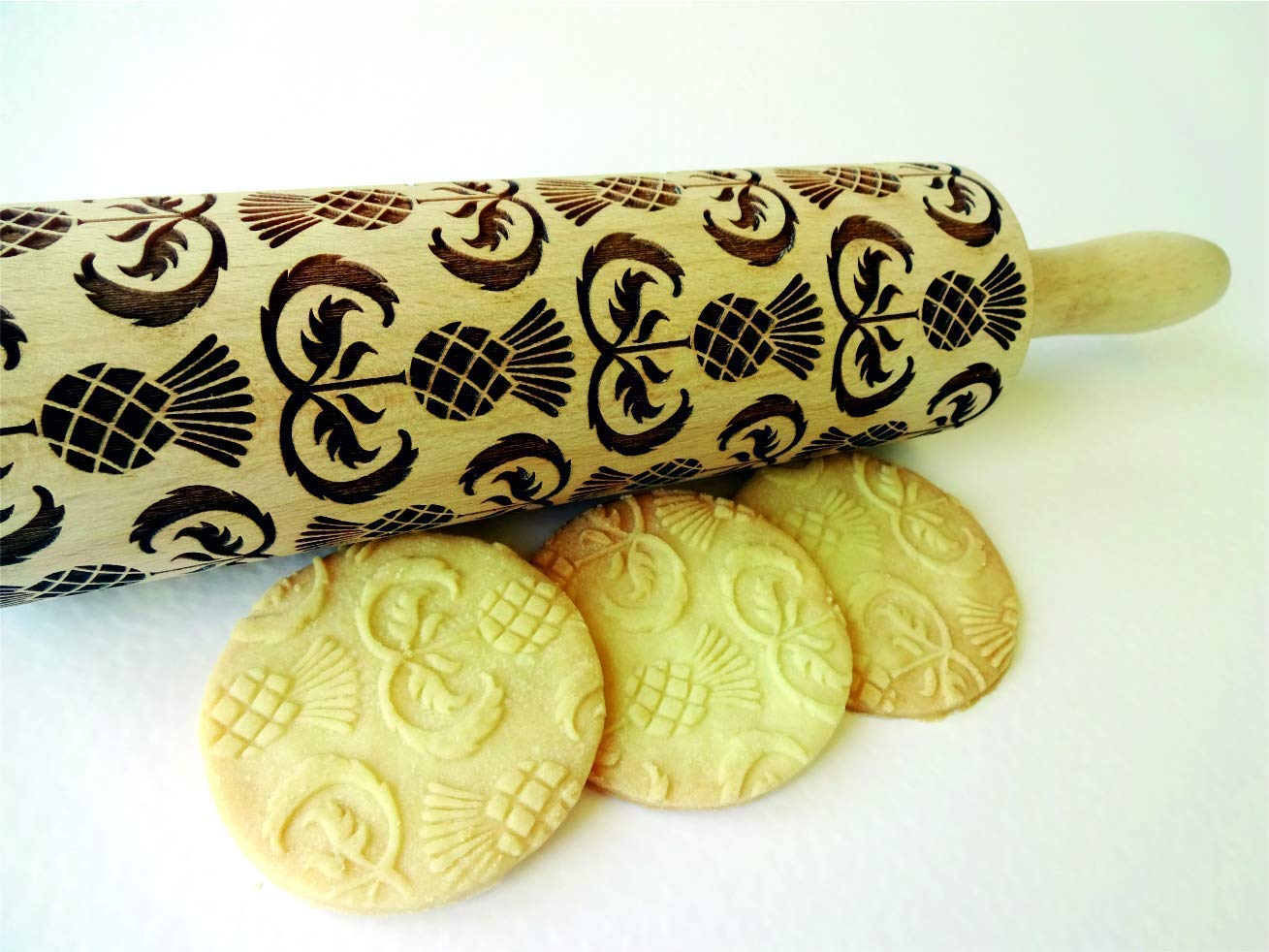 CARDO Mattarello Legno Goffrato | Mattarello Inciso | Rullo per Biscotti e per Modellare | Mattarello Decorativo per Biscotti di Algis Crafts