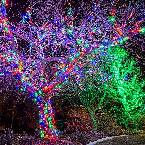 Image of BrizLabs Colored Christmas Lights, 139.2ft 600 Count Christmas Tree Lights, 120V UL Certified Connectable Incandescent Mini Light String Set for Outdoor Indoor Xmas Party Garden Home Decor