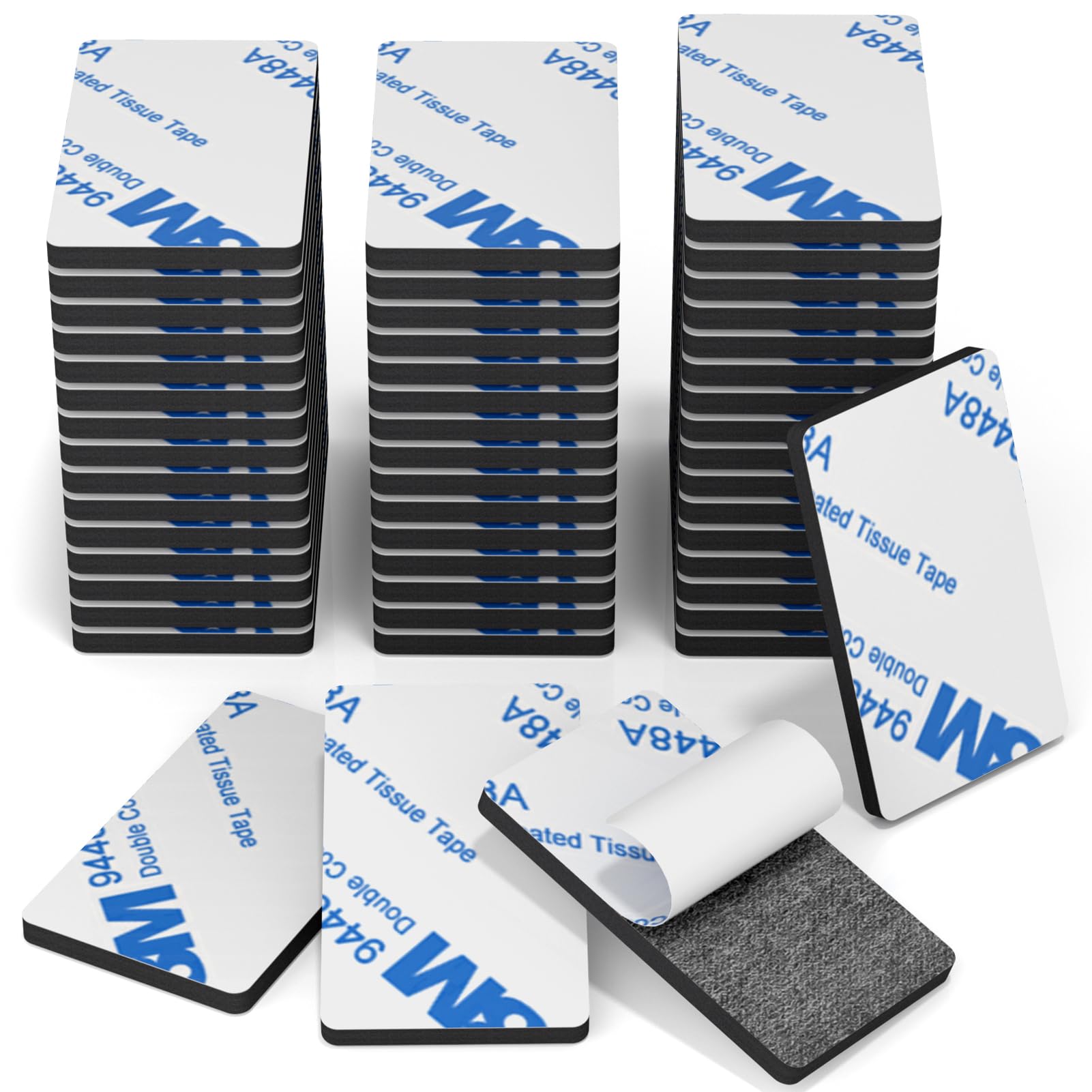 HOMMAND Klebepads Doppelseitig Extra Stark, 50 Stück Schaumstoff Klebepads, Doppelseitiges Klebeband, Wasserfeste Montagepads für Zuhause Büro Auto Schule, Doppelseitige Klebepads Rechteckig, Schwarz