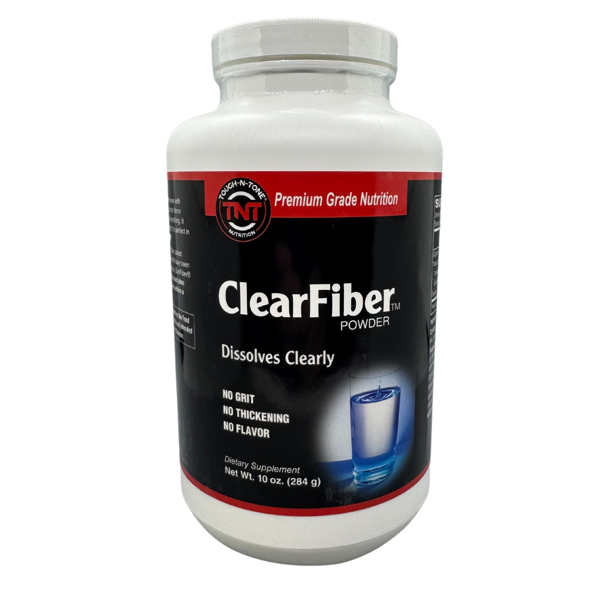 TOUGH-N-TONE ClearFiber™ Powder. A Soluble Dietary Fiber Using SunFiber® derived from Partially hydrolyzed guar Gum (PHGG). Tasteless, odorless, dissolves Completely, and Doesn't Thicken.