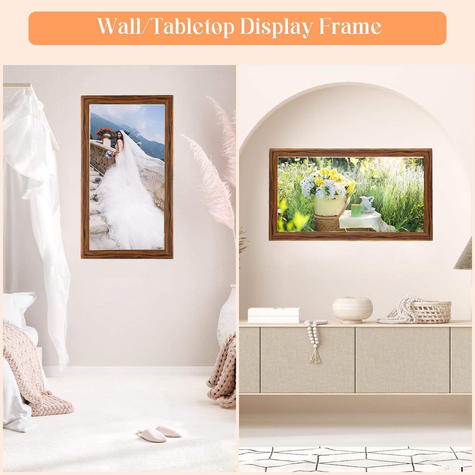 Amazon.com - 20x40 Wood Frame Brown, Rustic Natural Wooden 40x20in