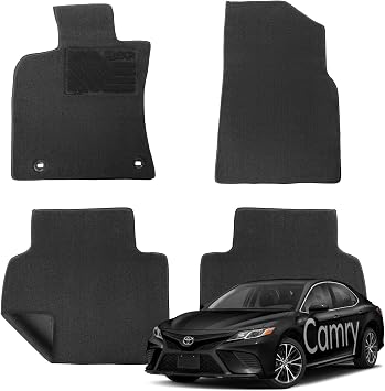 EKR Custom Floor Mats for Toyota Camry 2018-2024,Full Set | 0.5-in Ultra-Thick Plush Carpet,Anti-slip Heel for Drivers,Silent Comfort Rugs with Waterproof LayerBlack Plush Carpet