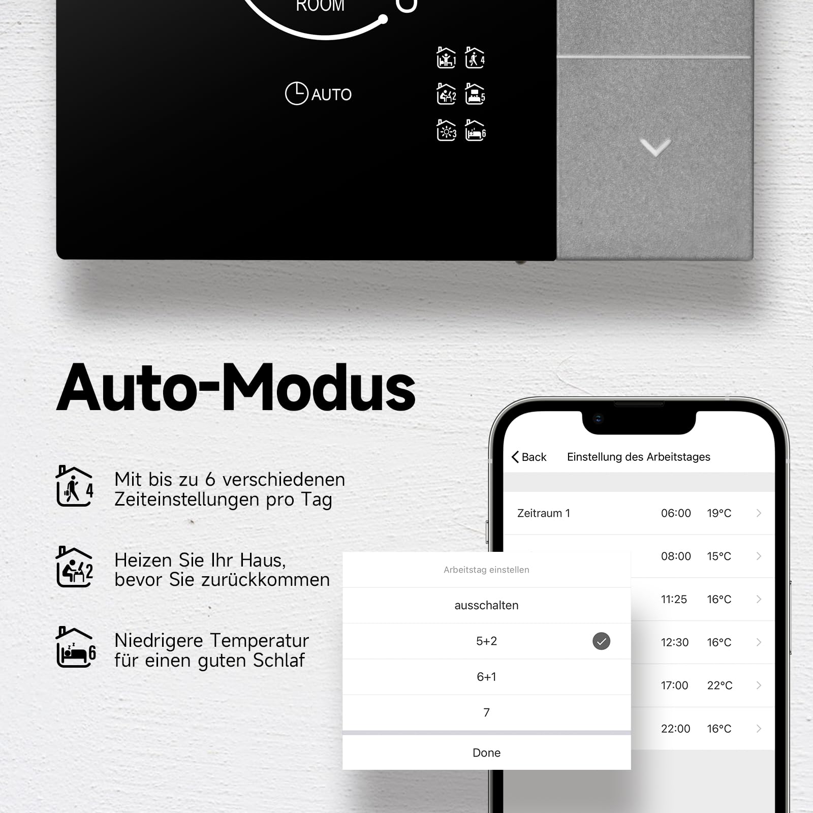 Beok Thermostat Fussbodenheizung Smart, Wifi Raumthermostat Digital für Wasser Fußbodenheizung WLAN Heizungthermostat Programmierbare, Kompatibel mit Tuya Smart Life/Google Home/Alexa 3A TGP508WIFI-WP