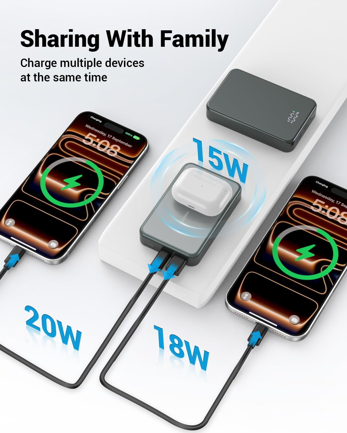 Magnetic Portable Charger for Magsafe Power Bank, 26800mAh 20W PD Large Capacity Aluminum Alloy USB-C in&Out Wireless Fast Charging Battery Pack for iPhone 17Pro Max/16/15/14/13/12 Series, Silver Gray