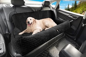 Dog Car Seat for Medium/Large Dogs Under 100 Lbs,Multi-Functional Dog Car Bed Washable Pet Travel Safety with Thick Cushion, Soft & Removable,for All Cars Back Seat Black