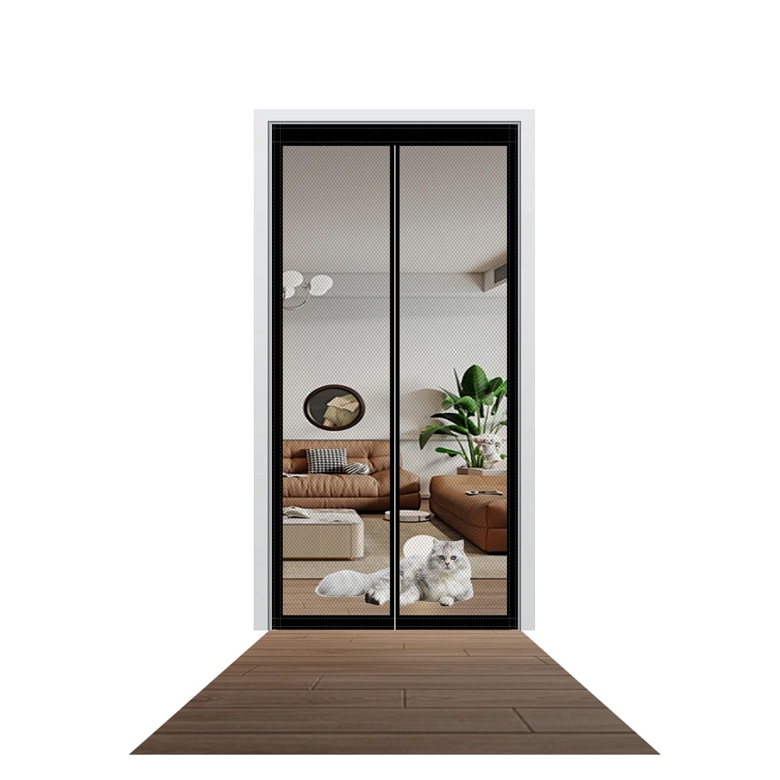 Magnetic Screen Doors 85 x 200 cm with Powerful Magnets Insects Protection Door Hundreds of Sizes for Home Office Balcony Patio Garden, Black
