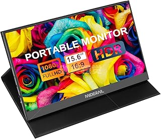 FHD 1080P Portable Monitor 15.6 inch Laptop Monitor USB Gaming Ultra-Slim IPS Display w/Smart Cover & Speakers HDR Plug&Play External Monitor for Laptop PC Phone XBOX PS5&PS4 Switch (No Apple)