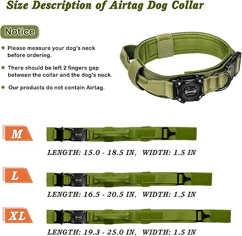 Miniatura 2 de RHXOFYANG - Collar táctico para perro, diseño de soporte para Airtag impermeable, duradero y ajustable, collar de perro de nailon resistente y
