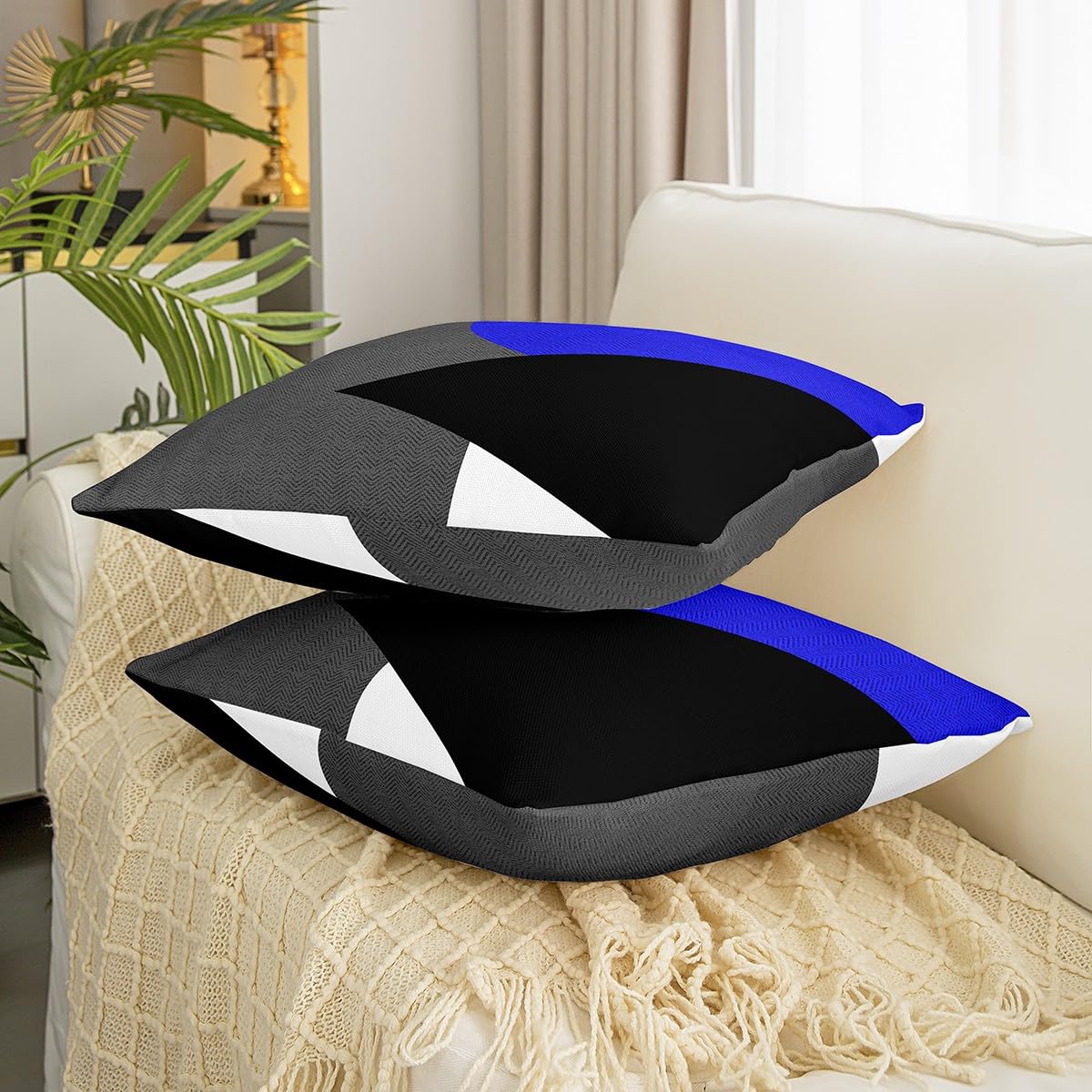 Set Di 2 Federe Per Cuscino 40x40 Cm - Design Geometrico Moderno - 4