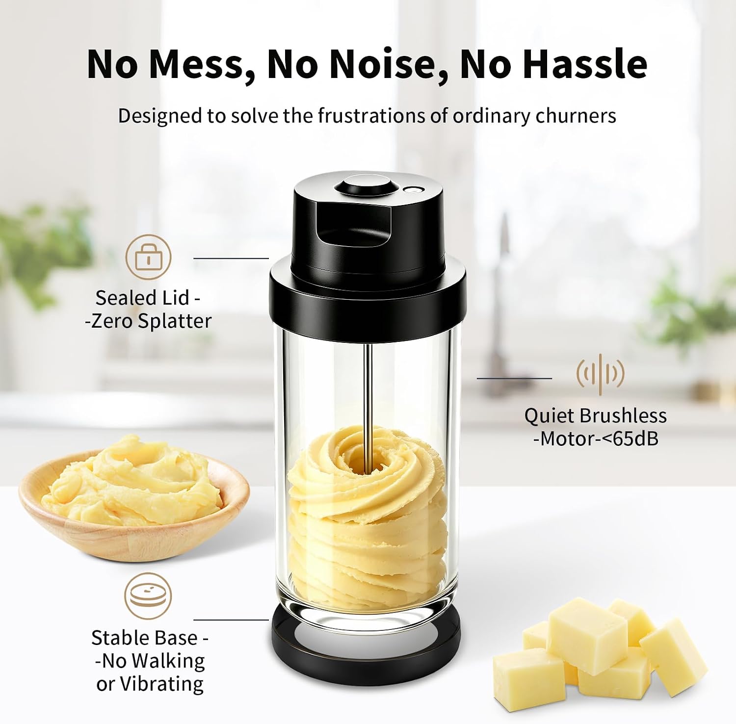 Electric Butter Churn, Butter Maker Churner with 61oz Glass Jar