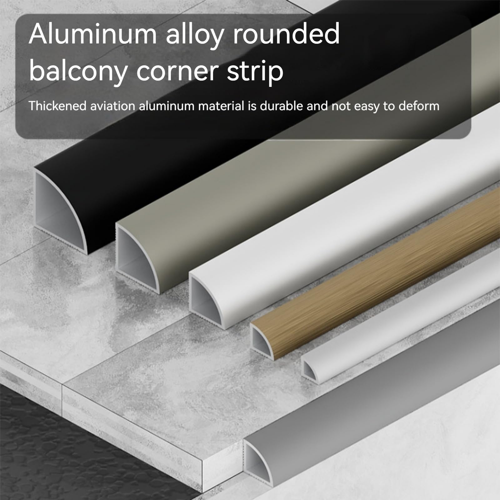 Aluminiowa listwa wykończeniowa 90 cm AntiCollis Quarter Round TiProtector wodoodporna i odporna na rdzę zestaw 3 szt. do użytku domowego i komercyjnego (szara 20 mm)