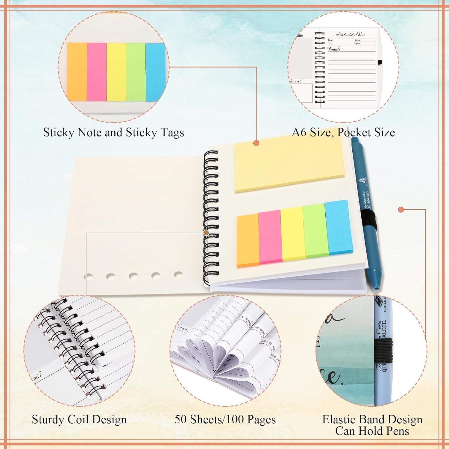 Kosiz 40 Pcs/20 Set Christian Gifts Prayer Journal for Woman Christian Notebook with Bible Ballpoint Pen Mothers Day Religious Gifts for Church Members Pastor Bible Study(Watercolor,Neutral)