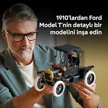LEGO Icons Ford Model T 11376 - Yetişkinler için Açılan Kumaş Tavan, İki Parçalı Ön Cam ve Tek Yolcu Kapısı İçeren Klasik Yaratıcı Dekoratif Otomobil Modeli Yapım Seti, Hediye Fikri (1060 Parça)