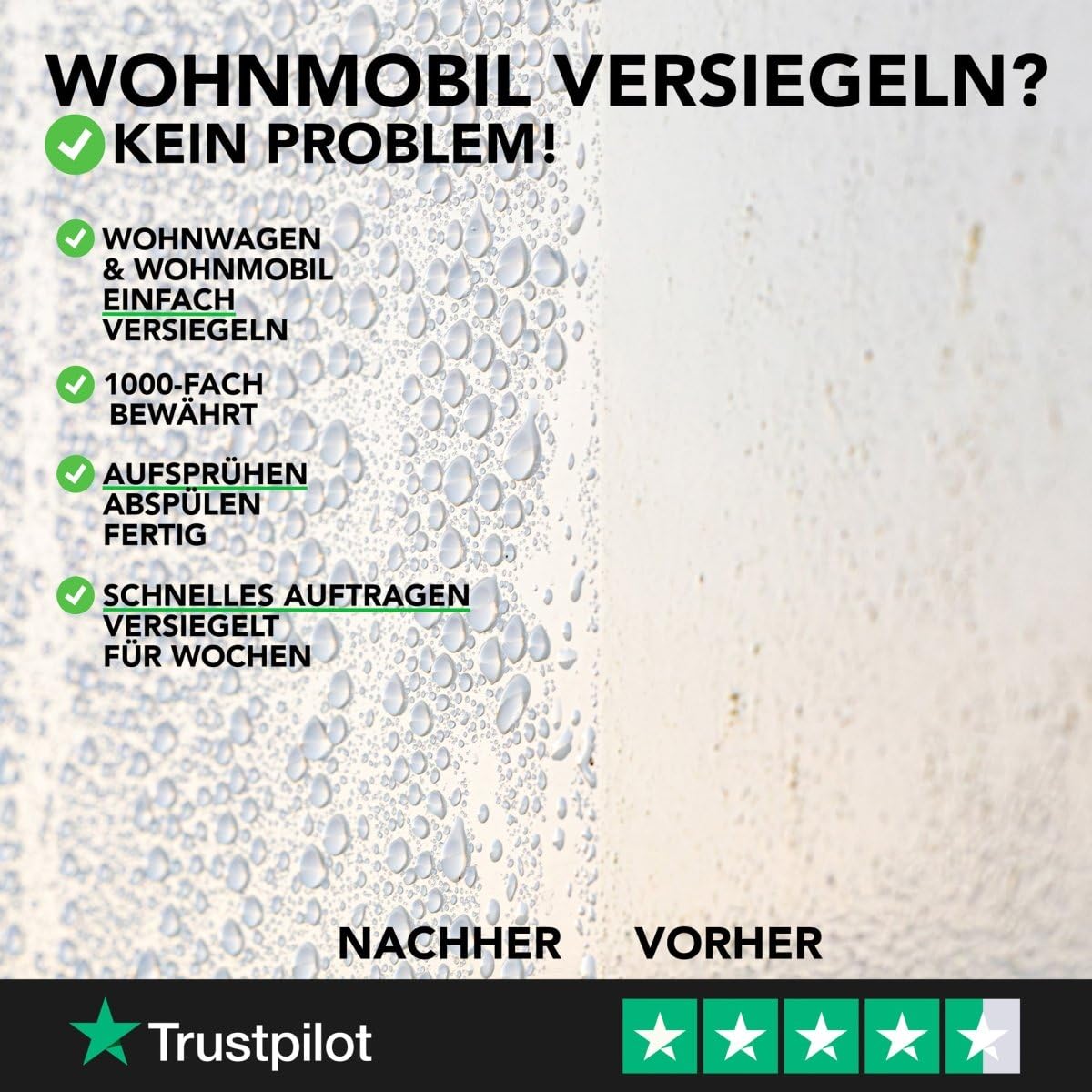 CLEANOFANT Sprüh-VERSIEGELUNG | 2,3 Liter | für Wohnwagen Wohnmobil Caravan | Versiegeln von Lack Gelcoat GFK Strukturblech Wabenblech Dach Folie ideal für große Flächen