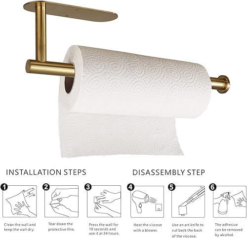 Miniatura 10 de Soportes para toallas de papel, color negro, rollos de toallas de papel, para cocina, toallas de papel a granel, autoadhesivos debajo del gabinete,