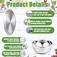 Vista 3 de Sunnyray Platos y cuencos de acero inoxidable 304 platos y cuencos de metal para campamento, reutilizables, de 13 onzas, cuencos de acero para cena