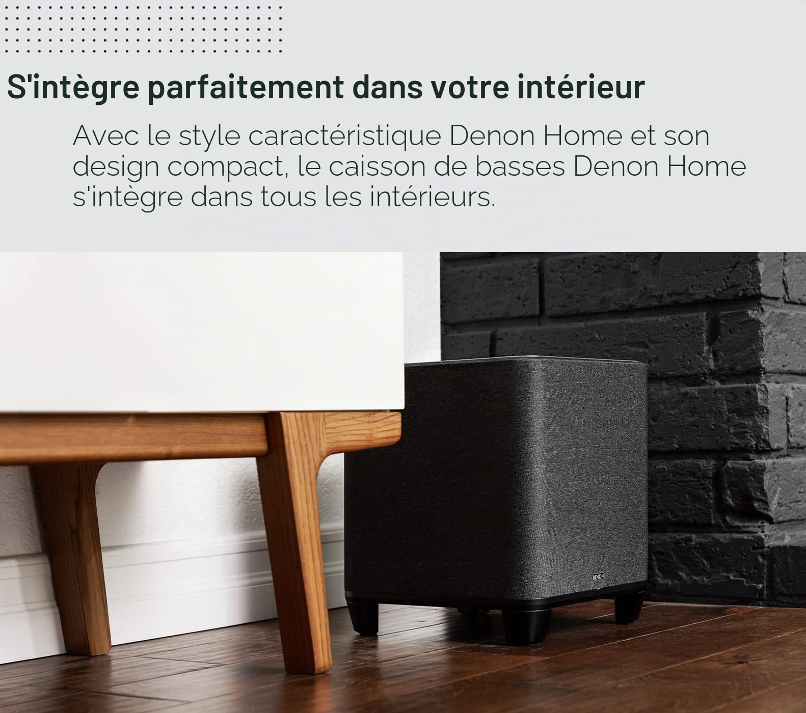 Denon Home Caisson de Basses sans Fil avec HEOS Intégré, Amplificateur Classe D Haute Performance, Woofer 8 Pouces pour Home Cinéma et Musique - Noir