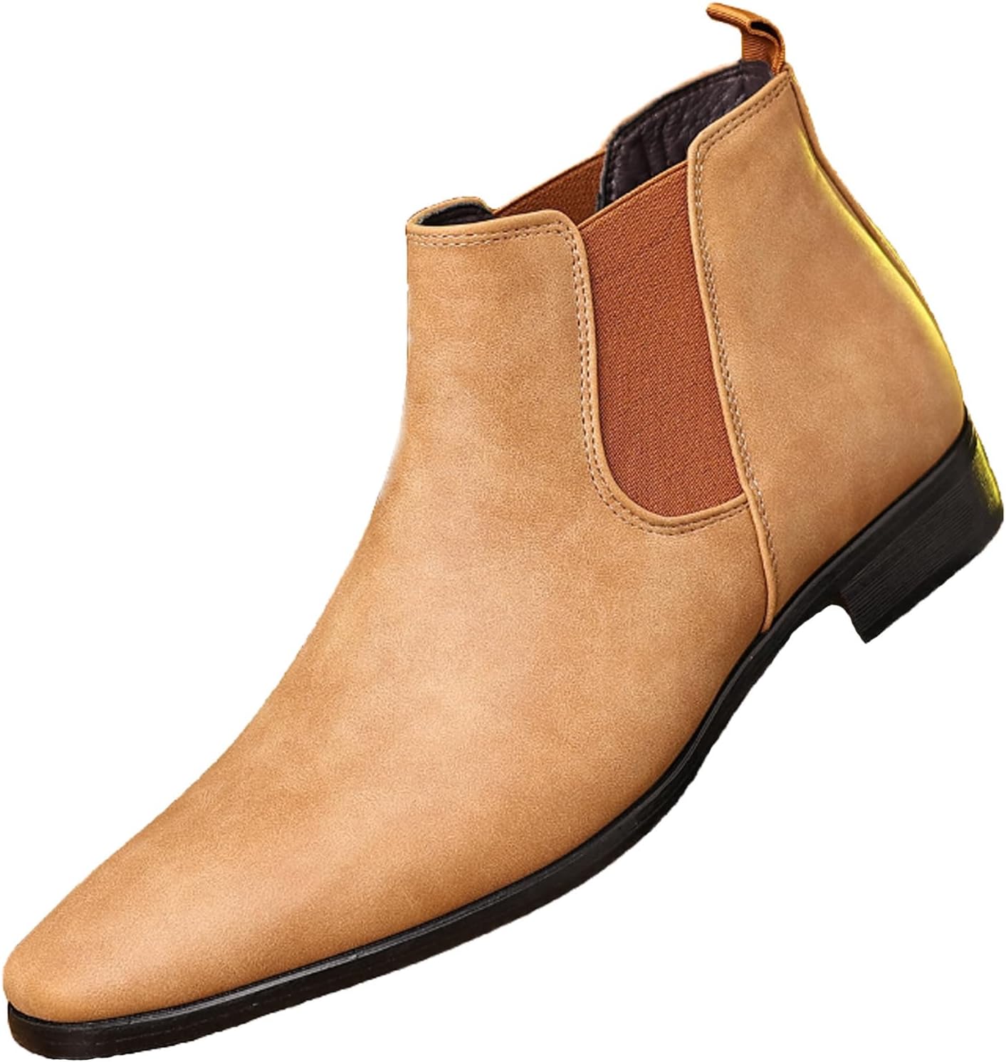 Chelsea Boots Men's Suede Elastic Slip On Dress Boots Comfort Low Heel Formal Wedding Party Business Casual Ankle Boots