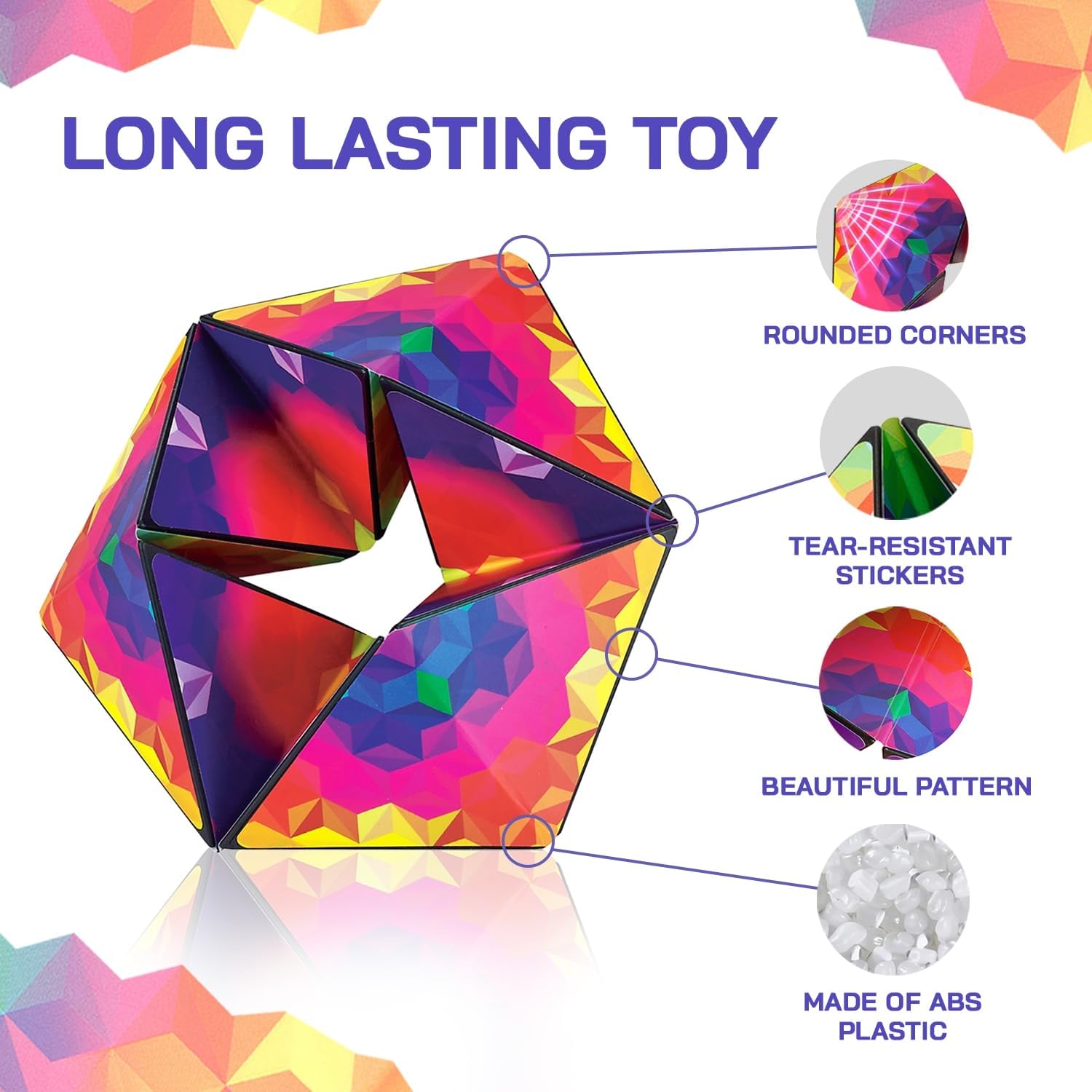Shashibo Karmagami “Pixels” and Boho 2 Pack Sensory Toy for Kids - Kaleidocycle Fidget Toy for Adults to Stay Calm & Focused - Tear-Resistant Desk Manipulative Gadget (Ages 4+)