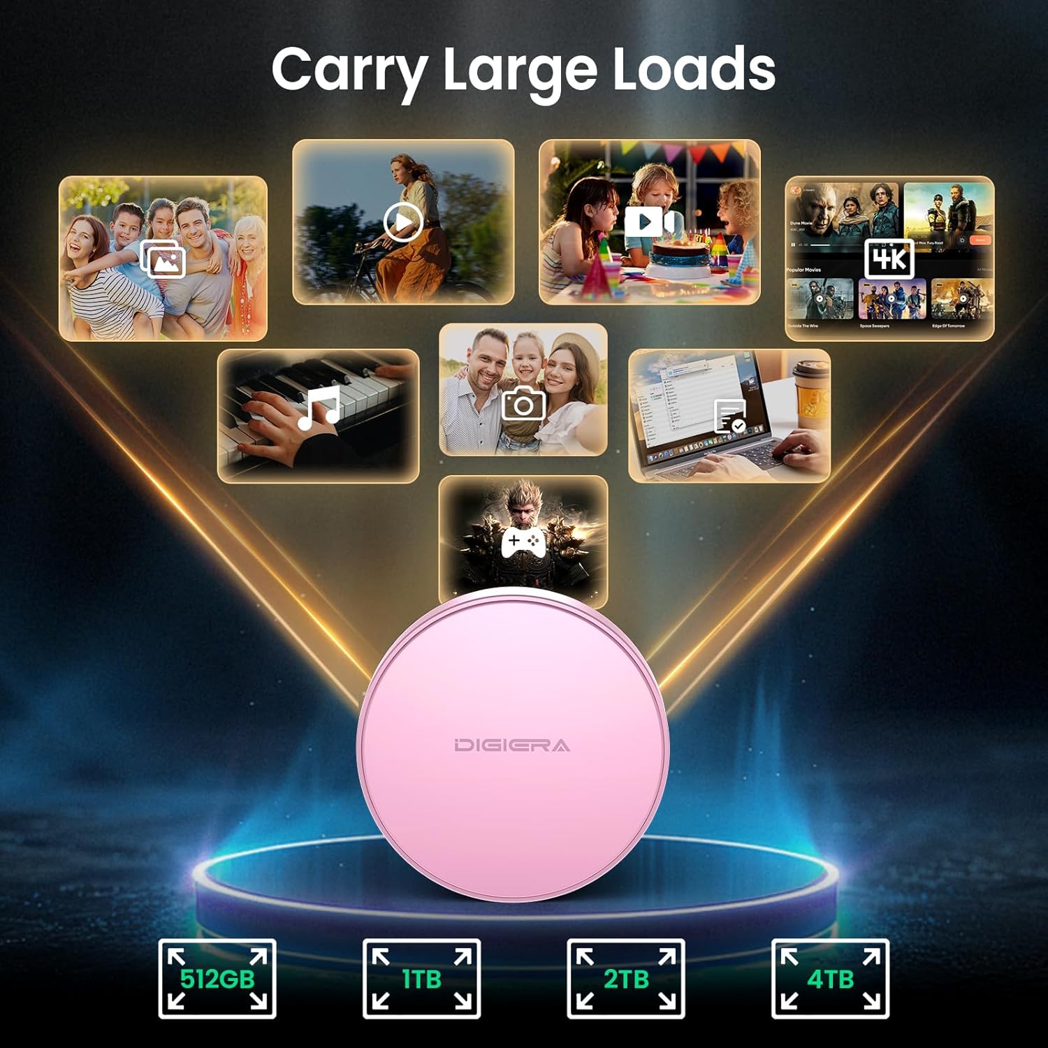 1TB Magnetic Portable SSD, External Solid State Drives with USB-C 3.2 Gen 2x2, Speed Up to 2000MB/s, Compact & Durable, Compatible with iPhone 15/16 Series and Other USB-C Devices, Pink