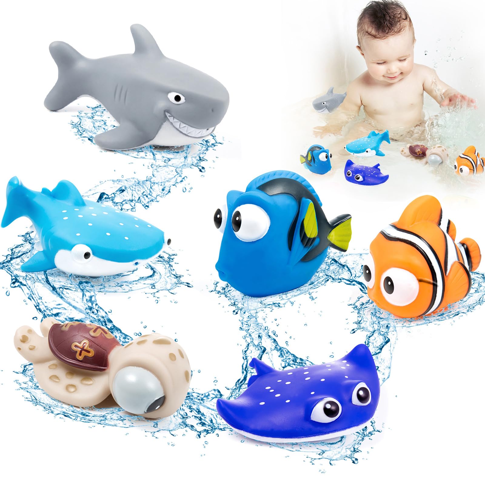 Baby-Badespielzeug 5-teilig – Schimmelfrei, Mit Gießkanne & Stapelbechern | Für 1–3 Jahre, Sicher & Farbenfroh