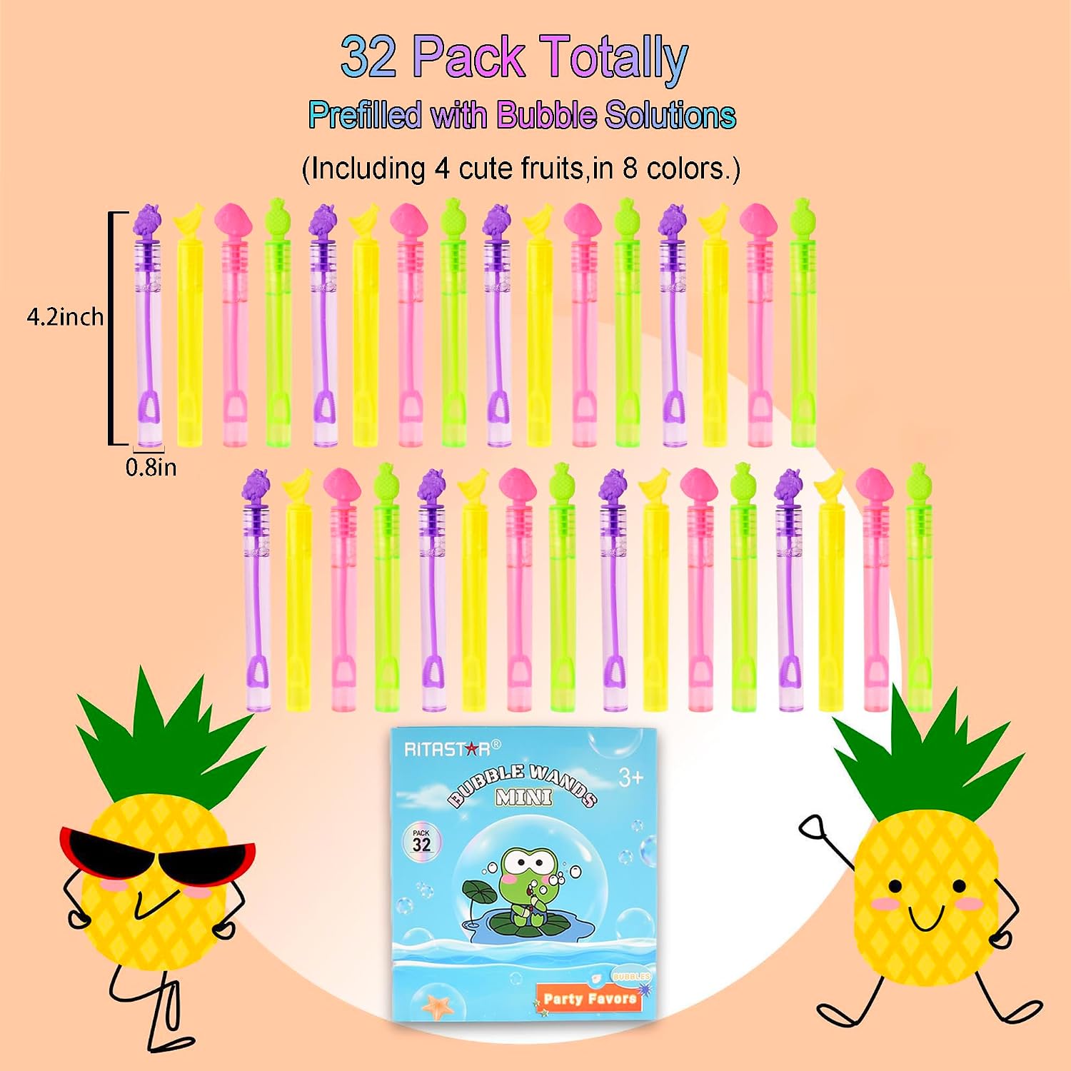 Mini Bubbles for Kids Party Favors,32 PCS Small Bubble Wands Toys Bulk for Classroom Prize,Birthday Goodie Bag Stuffers,Bubble Blower Toy Sticks with Bubble Solutions,Gift Box,Fruit Strawberry Design