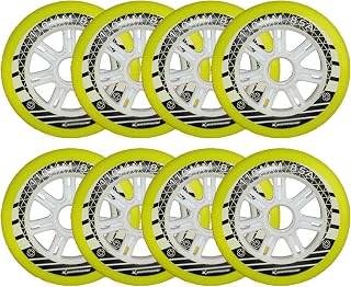 DYHQQ 8 Pack 85A Inline Skate Wheels, 110MM Inline Skate Replacement Wheels, Indoor Outdoor Roller Skate Wheels, Roller blade Wheels, Training Wheels,Yellow,110mm