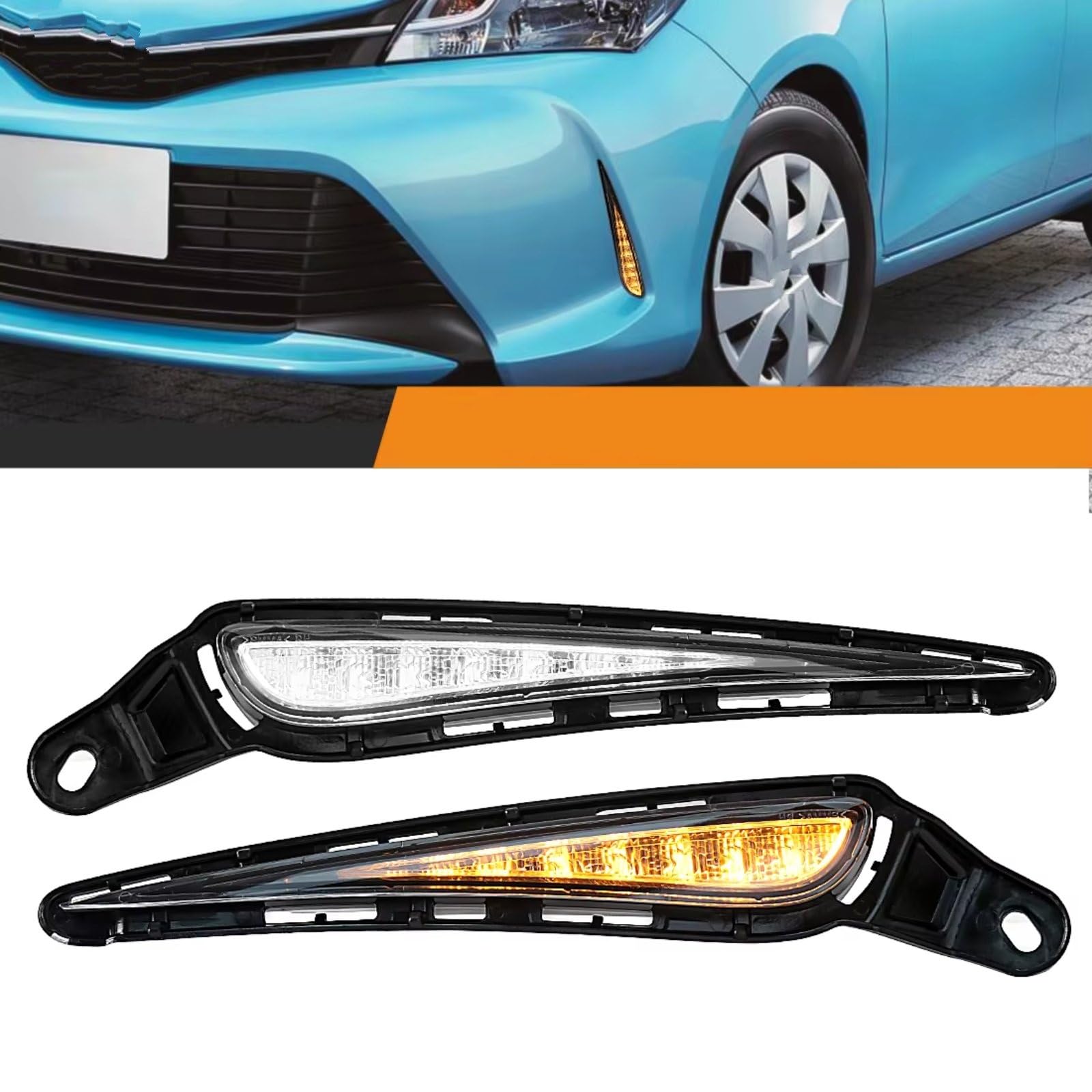 Faros Antiniebla Delantero Para Toyota Para Vitz 2017-2019: Luces diurnas LED (DRL) intermitentes faros antiniebla color blanco y amarillo